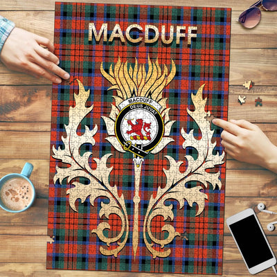 Clan MacDuff Ancient Tartan Crest Thistle Jigsaw Puzzles Gift For Family