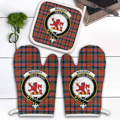 Clan MacDuff Ancient Tartan Crest Oven Mitt And Pot Holder (2 Oven Mitts + 1 Pot Holder)