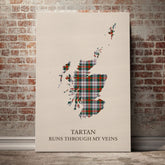 MacDuff Dress Ancient Tartan Scotland Map Canvas – “Tartan Runs Through My Veins” Wall Art