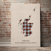 MacDuff Dress Modern Tartan Scotland Map Canvas – “Tartan Runs Through My Veins” Wall Art