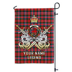 Custom Name Clan MacDuff Modern Tartan Garden Flag with Clan Crest and the Golden Sword of Courageous Legacy MJ66
