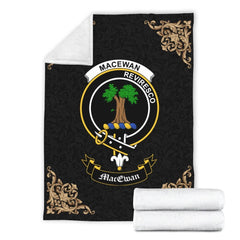 Clan MacEwan Crest Tartan Premium Blanket Black XN85 Clan MacEwen_MacEwan Tartan Today