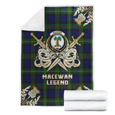 Clan MacEwan Tartan Gold Courage Symbol Blanket RT97 Clan MacEwen_MacEwan Tartan Today