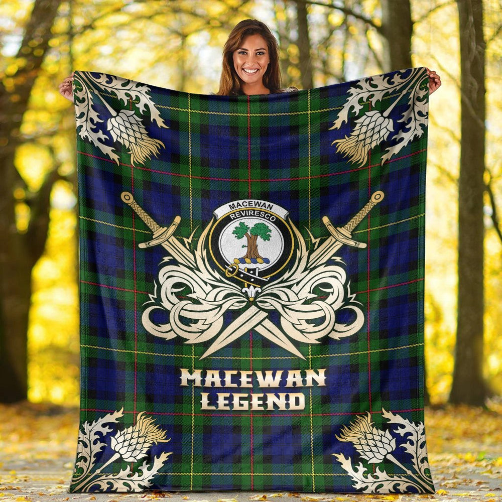 Clan MacEwan Tartan Gold Courage Symbol Blanket RT97 Clan MacEwen_MacEwan Tartan Today