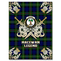 Clan MacEwan Tartan Gold Courage Symbol Blanket RT97 Clan MacEwen_MacEwan Tartan Today