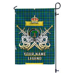 Custom Name Clan MacEwen Ancient Tartan Garden Flag with Clan Crest and the Golden Sword of Courageous Legacy GB56