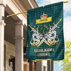 Custom Name Clan MacEwen Ancient Tartan Garden Flag with Clan Crest and the Golden Sword of Courageous Legacy GB56