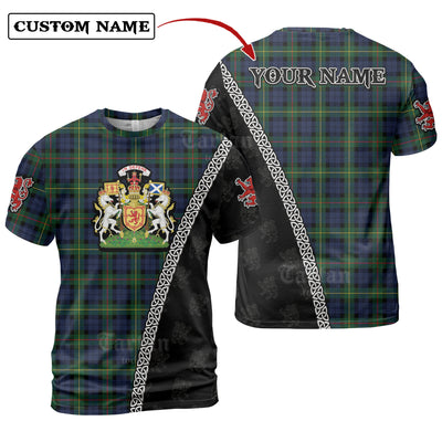 Personalized Clan MacEwen Modern Tartan Shirt with Scotland Coat of Arms & Custom Name