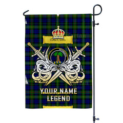 Custom Name Clan MacEwen Modern Tartan Garden Flag with Clan Crest and the Golden Sword of Courageous Legacy VY82