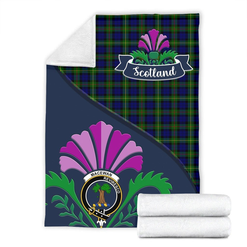 Clan MacEwen Tartan Crest Premium Blanket Thistle Style VN46 Clan MacEwen_MacEwan Tartan Today