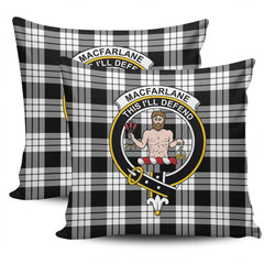 Clan MacFarlane Black & White Ancient Tartan Crest Pillow Cover XW72 Clan MacFarlane Tartan Today