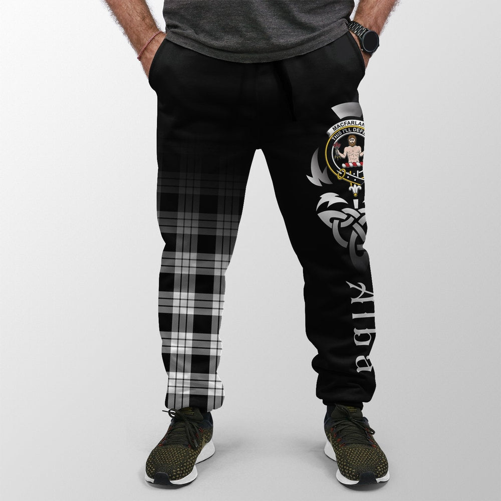 Clan MacFarlane Black & White Tartan Crest Jogger Sweatpants Alba Celtic Style UJ73 Clan MacFarlane Tartan Today