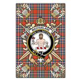 Clan MacFarlane Ancient Tartan Crest Black Garden Flag - Gold Thistle HP67 Clan MacFarlane Tartan Today