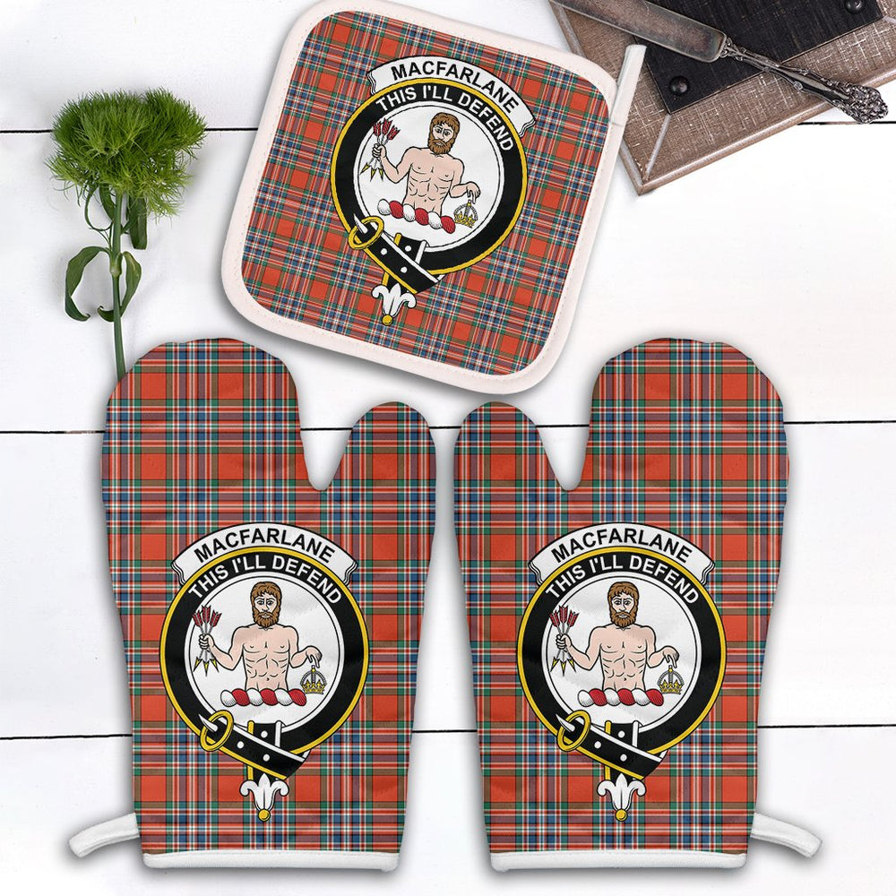 Clan MacFarlane Ancient Tartan Crest Oven Mitt And Pot Holder (2 Oven Mitts + 1 Pot Holder) KQ69 Clan MacFarlane Tartan Today