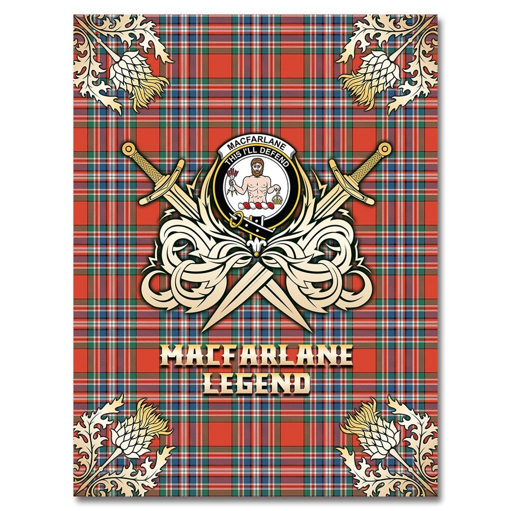 Clan MacFarlane Ancient Tartan Gold Courage Symbol Blanket FI36 Clan MacFarlane Tartan Today