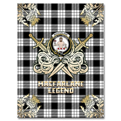 Clan MacFarlane Black & White Tartan Gold Courage Symbol Blanket WI79 Clan MacFarlane Tartan Today