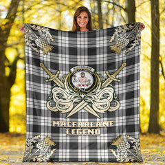 Clan MacFarlane Black & White Ancient Tartan Gold Courage Symbol Blanket FQ75 Clan MacFarlane Tartan Today