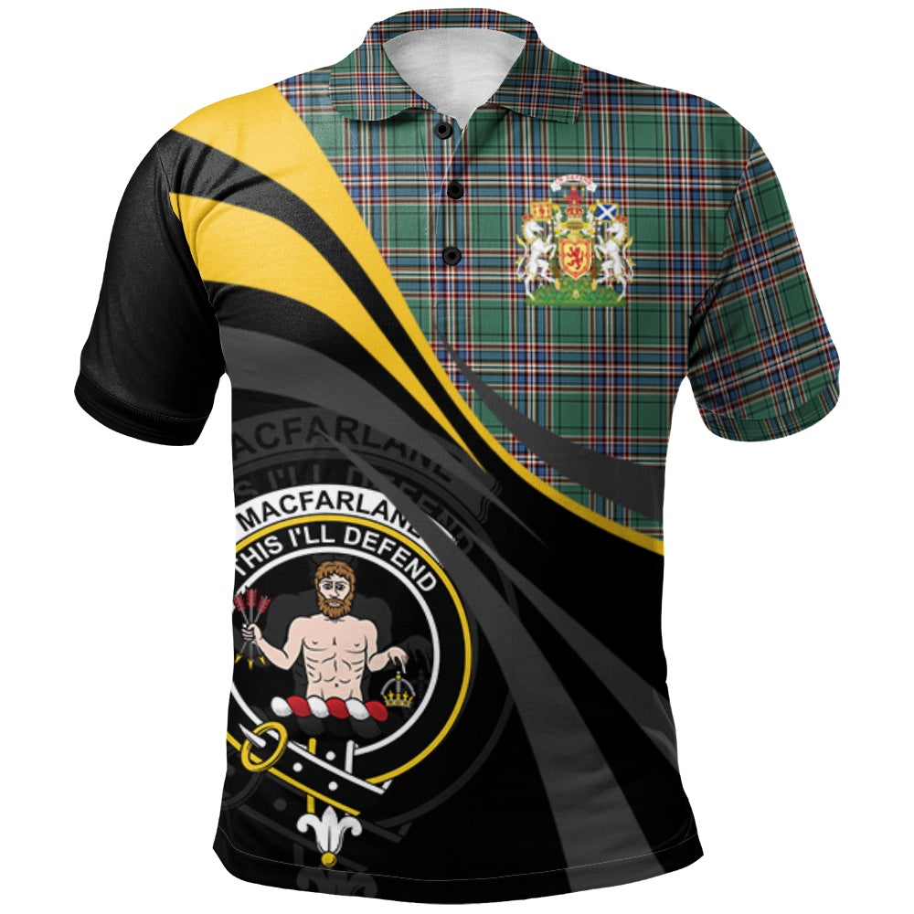 Clan MacFarlane Hunting Ancient Tartan Polo Shirt - Royal Coat Of Arms Style ZX33 MacFarlane Hunting Ancient Tartan Tartan Polo