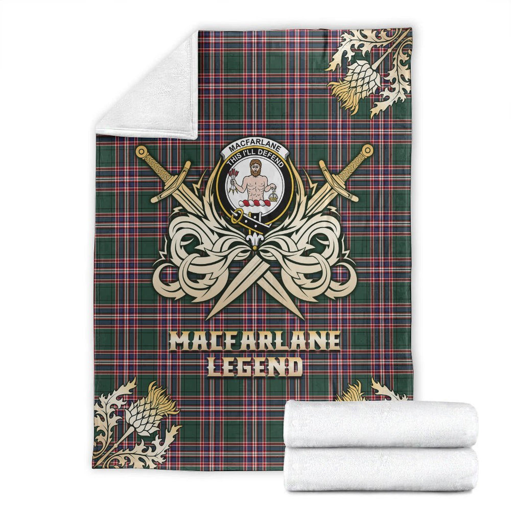 Clan MacFarlane Hunting Modern Tartan Gold Courage Symbol Blanket UH21 Clan MacFarlane Tartan Today