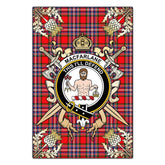 Clan MacFarlane Modern Tartan Crest Black Garden Flag - Gold Thistle QL23 Clan MacFarlane Tartan Today