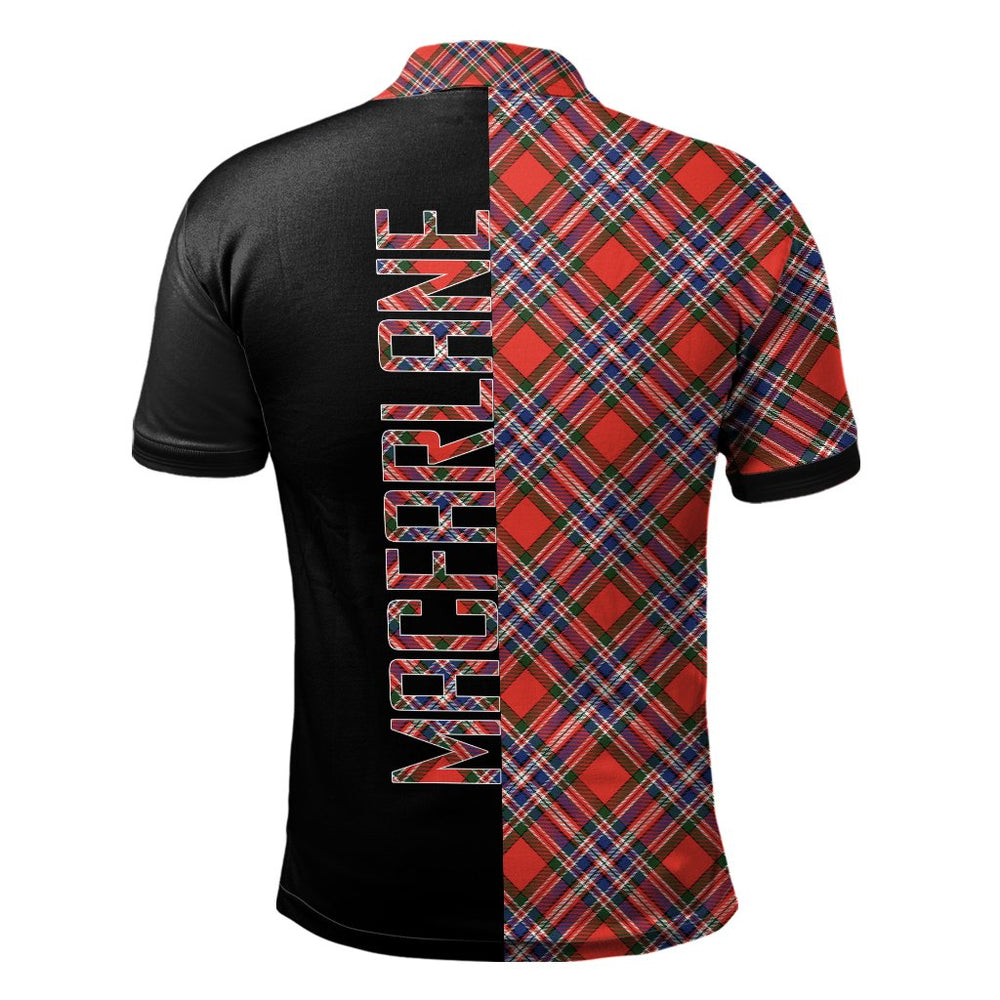 Clan MacFarlane Modern Tartan Polo Shirt Half of Me - Cross Style DX68 MacFarlane Modern Tartan Tartan Polo