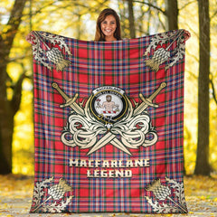 Clan MacFarlane Modern Tartan Gold Courage Symbol Blanket KQ59 Clan MacFarlane Tartan Today