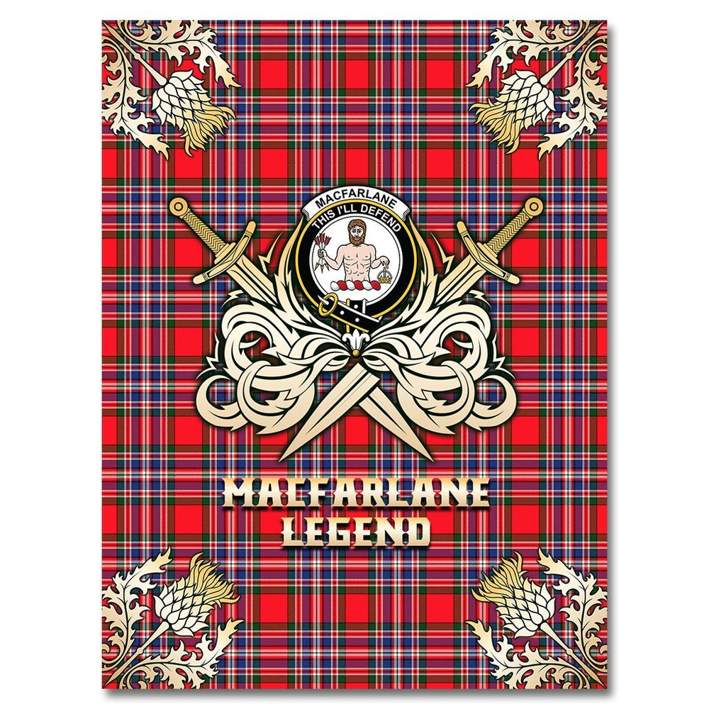 Clan MacFarlane Modern Tartan Gold Courage Symbol Blanket KQ59 Clan MacFarlane Tartan Today