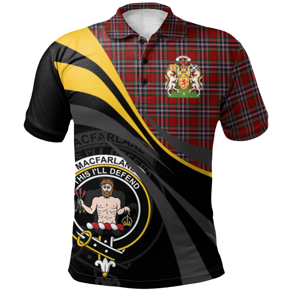 Clan MacFarlane Red Tartan Polo Shirt - Royal Coat Of Arms Style AU11 MacFarlane Red Tartan Tartan Polo