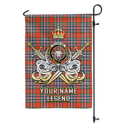 Custom Name Clan MacFarlane Ancient Tartan Garden Flag with Clan Crest and the Golden Sword of Courageous Legacy BG38