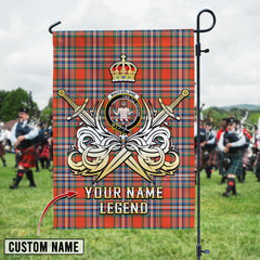 Personalized Custom Name Clan MacFarlane Ancient Tartan Garden Flag with Clan Crest and the Golden Sword of Courageous Legacy BG38 - MacFarlane Ancient Tartan Design, Scottish Heritage Gift