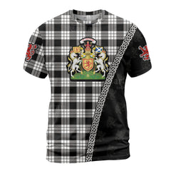 Personalized Clan MacFarlane Black & White Tartan Shirt with Scotland Coat of Arms & Custom Name FB45