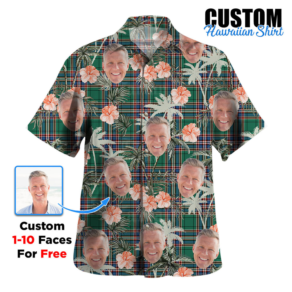 Clan MacFarlane Hunting Ancient Tartan Custom Face Hawaiian Shirt – Unisex Gift for Family Members, Summer Party YM32 MacFarlane Hunting Ancient Tartan Tartan Hawaii Shirt