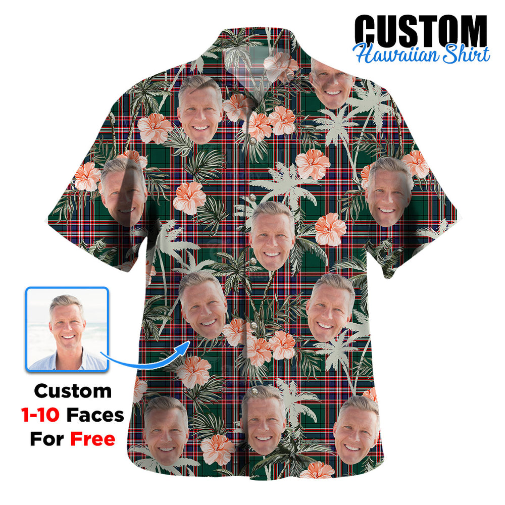 Clan MacFarlane Hunting Modern Tartan Custom Face Hawaiian Shirt – Unisex Gift for Family Members, Summer Party DG11 MacFarlane Hunting Modern Tartan Tartan Hawaii Shirt