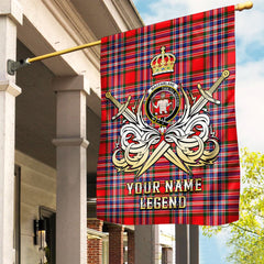 Custom Name Clan MacFarlane Modern Tartan Garden Flag with Clan Crest and the Golden Sword of Courageous Legacy GM46