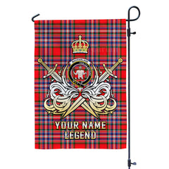 Custom Name Clan MacFarlane Modern Tartan Garden Flag with Clan Crest and the Golden Sword of Courageous Legacy GM46