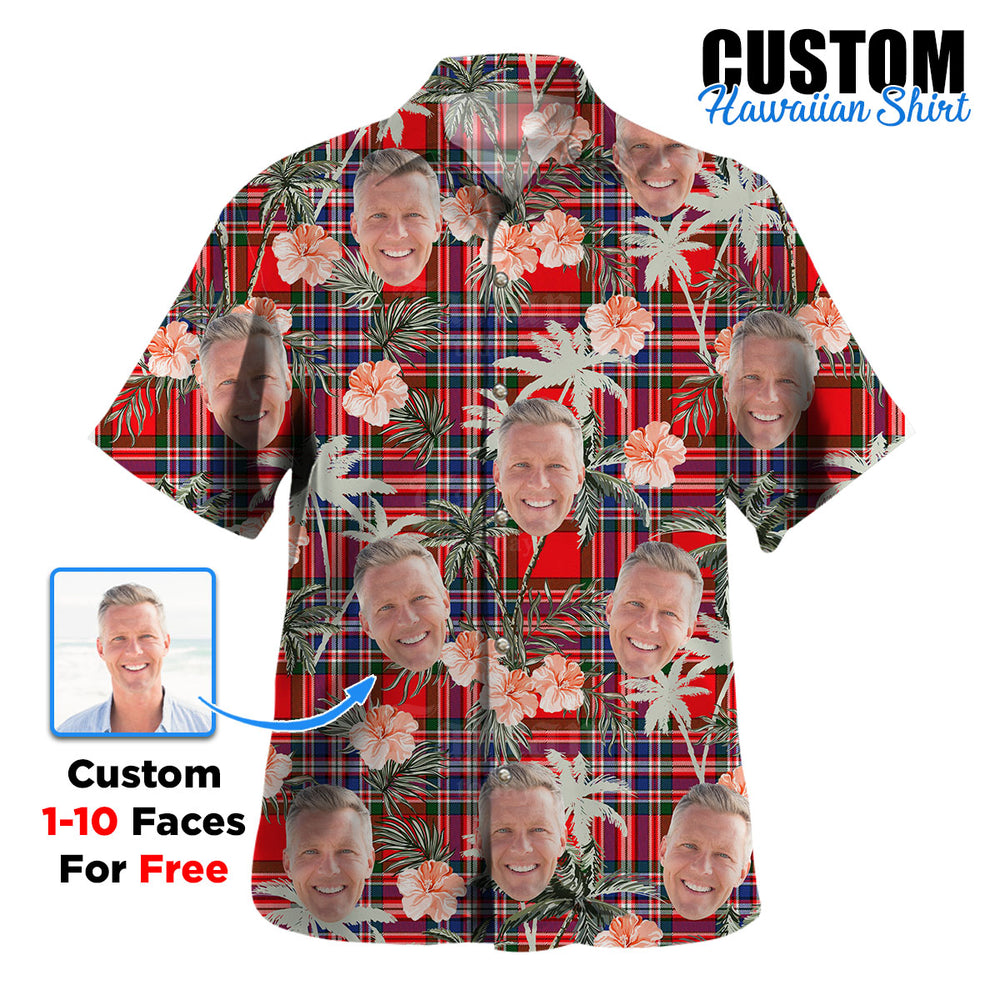 Clan MacFarlane Modern Tartan Custom Face Hawaiian Shirt – Unisex Gift for Family Members, Summer Party RP44 MacFarlane Modern Tartan Tartan Hawaii Shirt