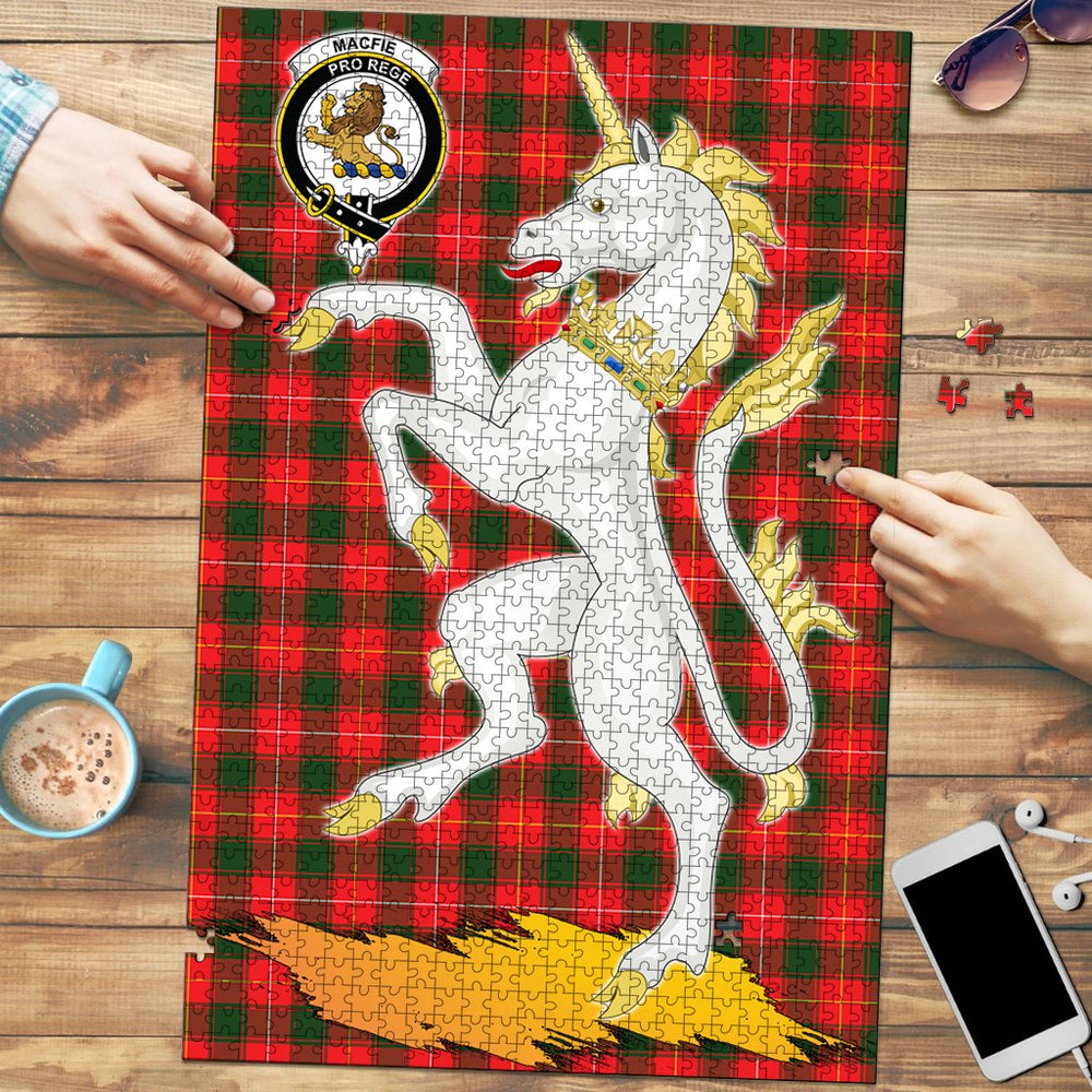 Clan MacFie Tartan Crest Unicorn Scotland Jigsaw Puzzles Gift For Family KO21 Clan MacPhee_MacFie Tartan Today