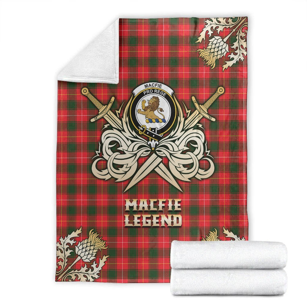 Clan MacFie Tartan Gold Courage Symbol Blanket OS61 Clan MacPhee_MacFie Tartan Today