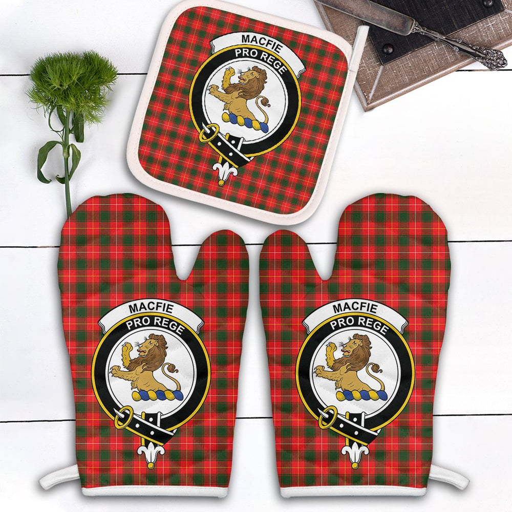Clan MacFie Tartan Crest Oven Mitt And Pot Holder (2 Oven Mitts + 1 Pot Holder) OG79 Clan MacPhee_MacFie Tartan Today