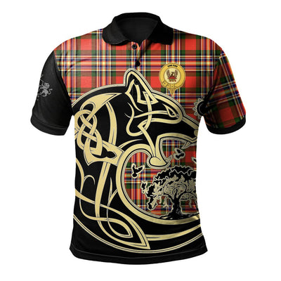 Clan MacGill Modern Tartan Polo Shirt Viking Wolf