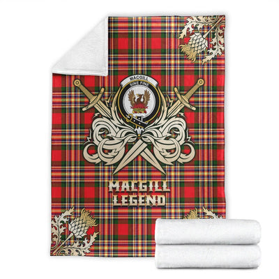 Clan MacGill Modern Tartan Gold Courage Symbol Blanket
