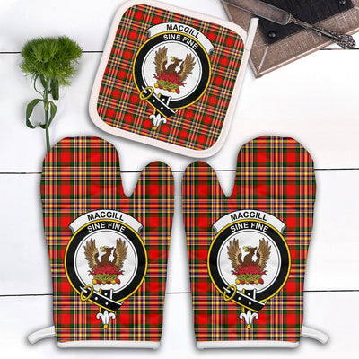 Clan MacGill Modern Tartan Crest Oven Mitt And Pot Holder (2 Oven Mitts + 1 Pot Holder)