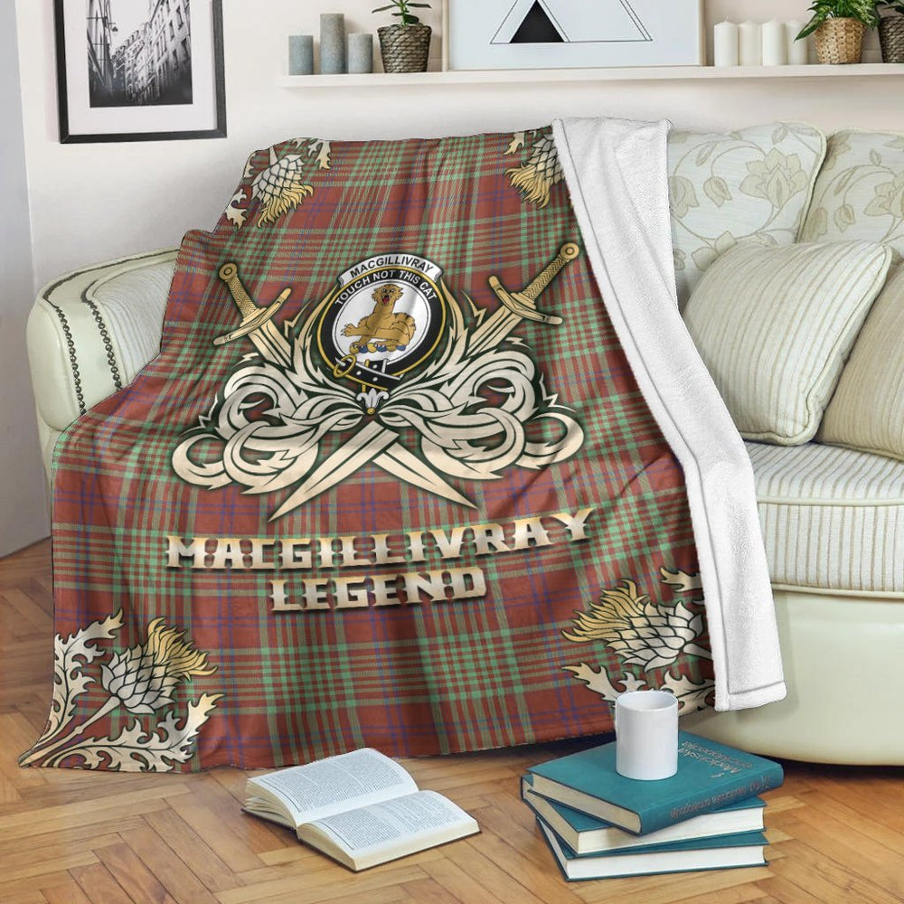 Clan MacGillivray Hunting Ancient Tartan Gold Courage Symbol Blanket GJ93 Clan MacGillivray Tartan Today