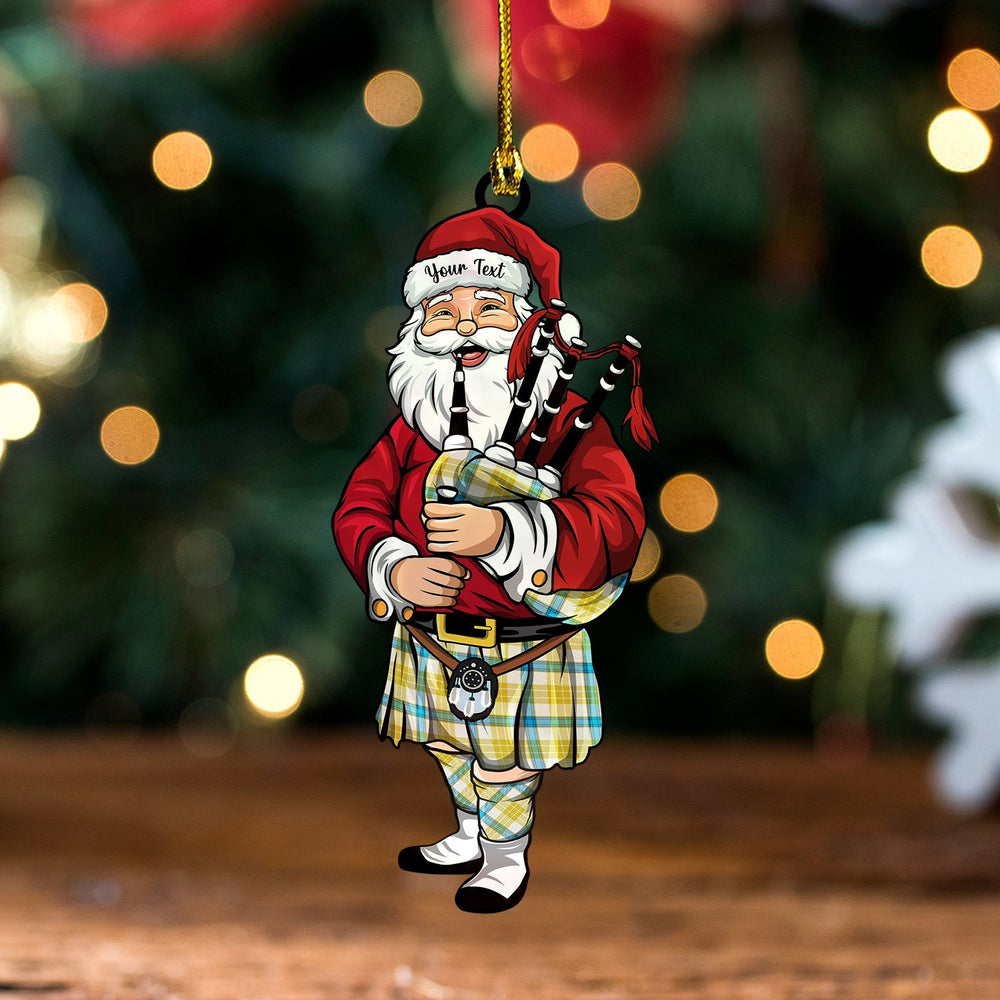 MacGrath Modern Tartan Wood Acrylic Ornament Santa Personalized