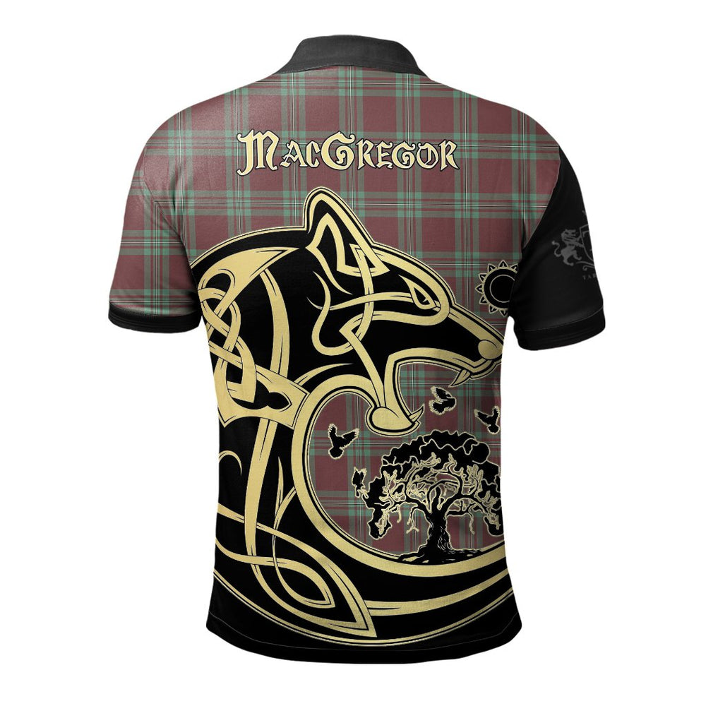 Clan MacGregor Hunting Ancient Tartan Polo Shirt Viking Wolf NB23 MacGregor Hunting Ancient Tartan Tartan Polo