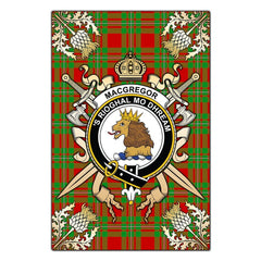 Clan MacGregor Modern Tartan Crest Black Garden Flag - Gold Thistle RU27 Clan MacGregor Tartan Today