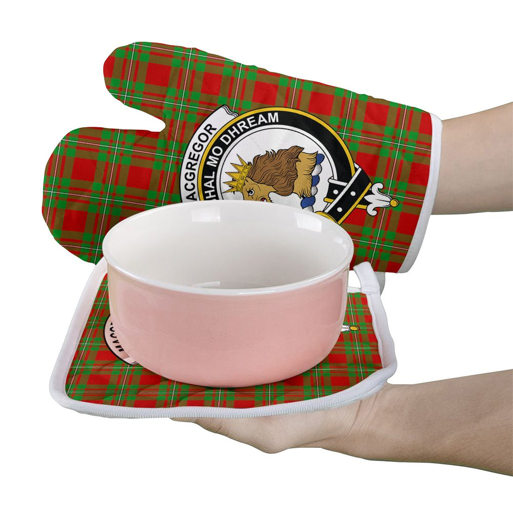Clan MacGregor Modern Tartan Crest Oven Mitt And Pot Holder (2 Oven Mitts + 1 Pot Holder) ZR93 Clan MacGregor Tartan Today