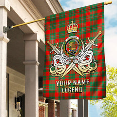 Custom Name Clan MacGregor Ancient Tartan Garden Flag with Clan Crest and the Golden Sword of Courageous Legacy WA85