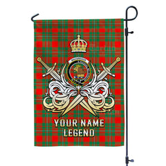 Custom Name Clan MacGregor Ancient Tartan Garden Flag with Clan Crest and the Golden Sword of Courageous Legacy WA85