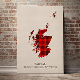 MacIan Tartan Scotland Map Canvas – “Tartan Runs Through My Veins” Wall Art